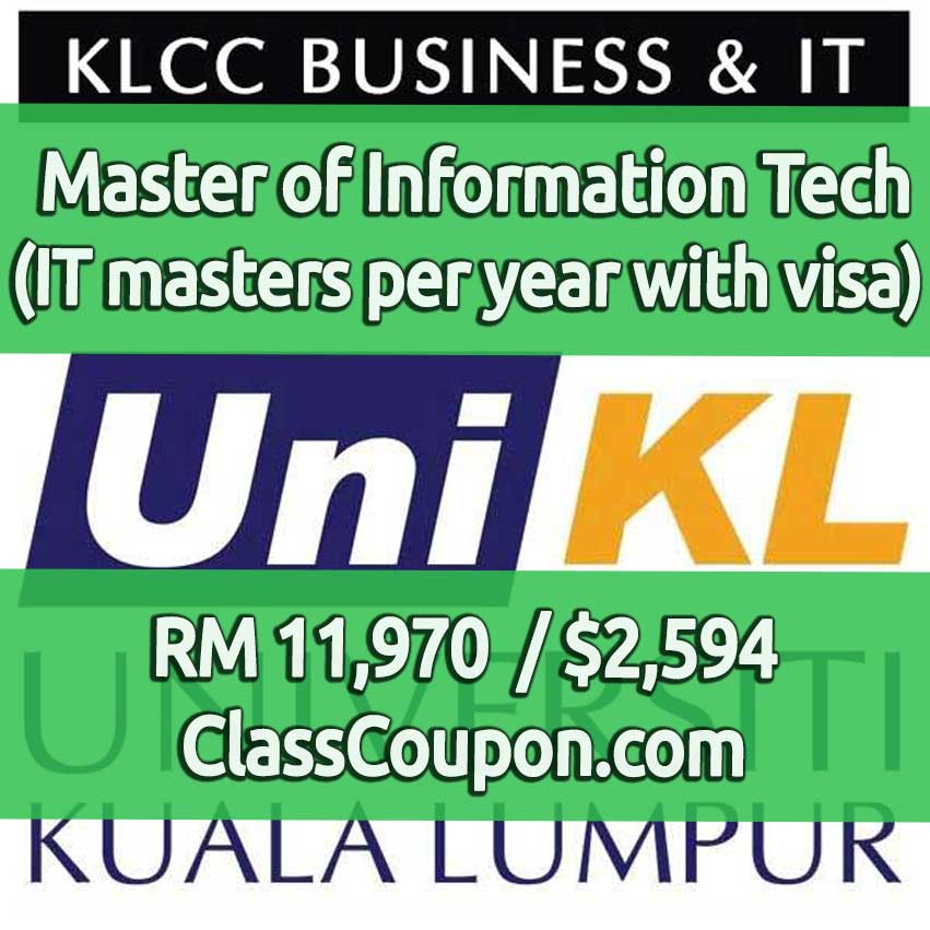 Master of Information Technology MBA Master's Degree per year with visa at UniKL Kuala Lumpur University