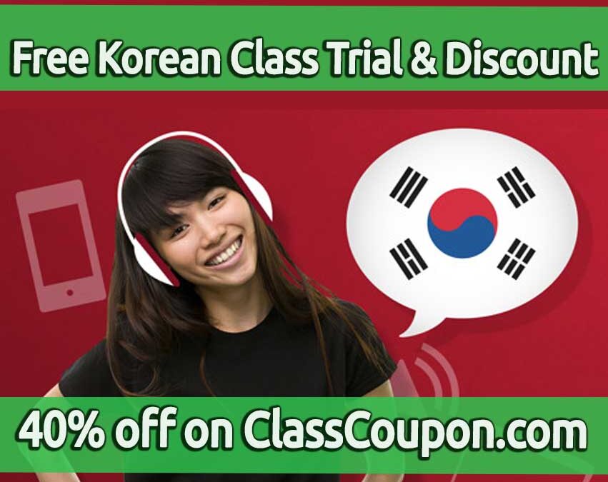 Korean class 101 discount korean language study coupon for free trial membership and 40% off standard memberships